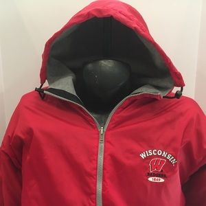 Men Reversible University Wisconsin Jacket Hoodie